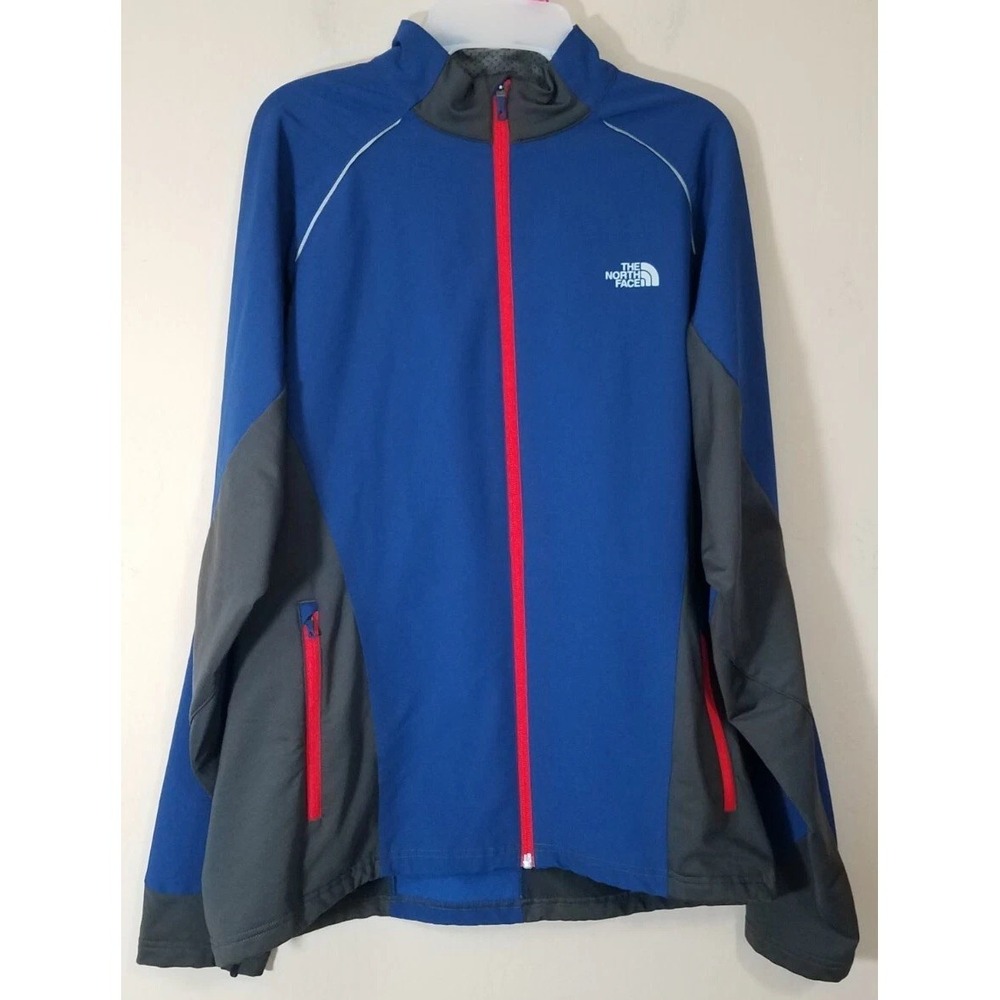 The North Face Jacket TNF Jacket Men L Large Blue Gray Full Zip Mock Neck